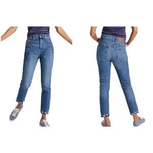 MADEWELL The High-Rise Slim Boyjean Melbourne Wash Jeans Denim Distressed Sz 26